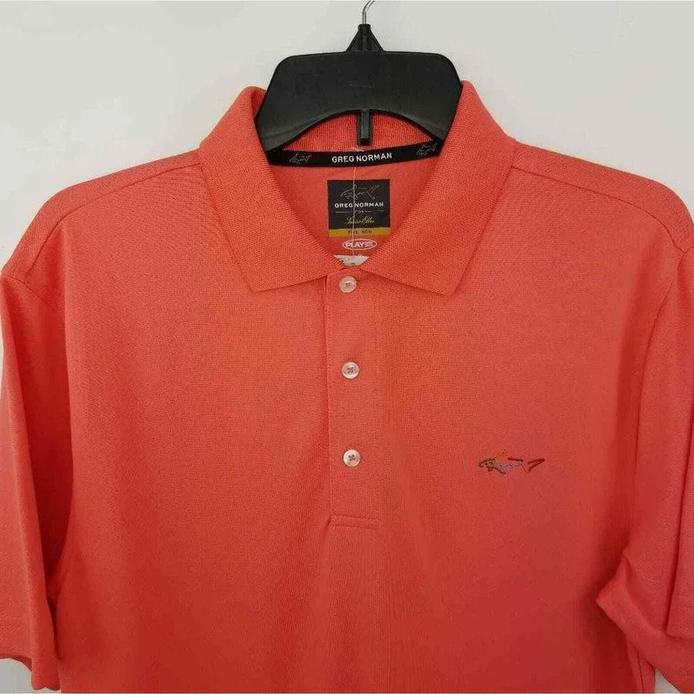 Greg Norman Polo Shirt Mens Small Deepsea Coral New PlayDry Golf 42200DPCRL